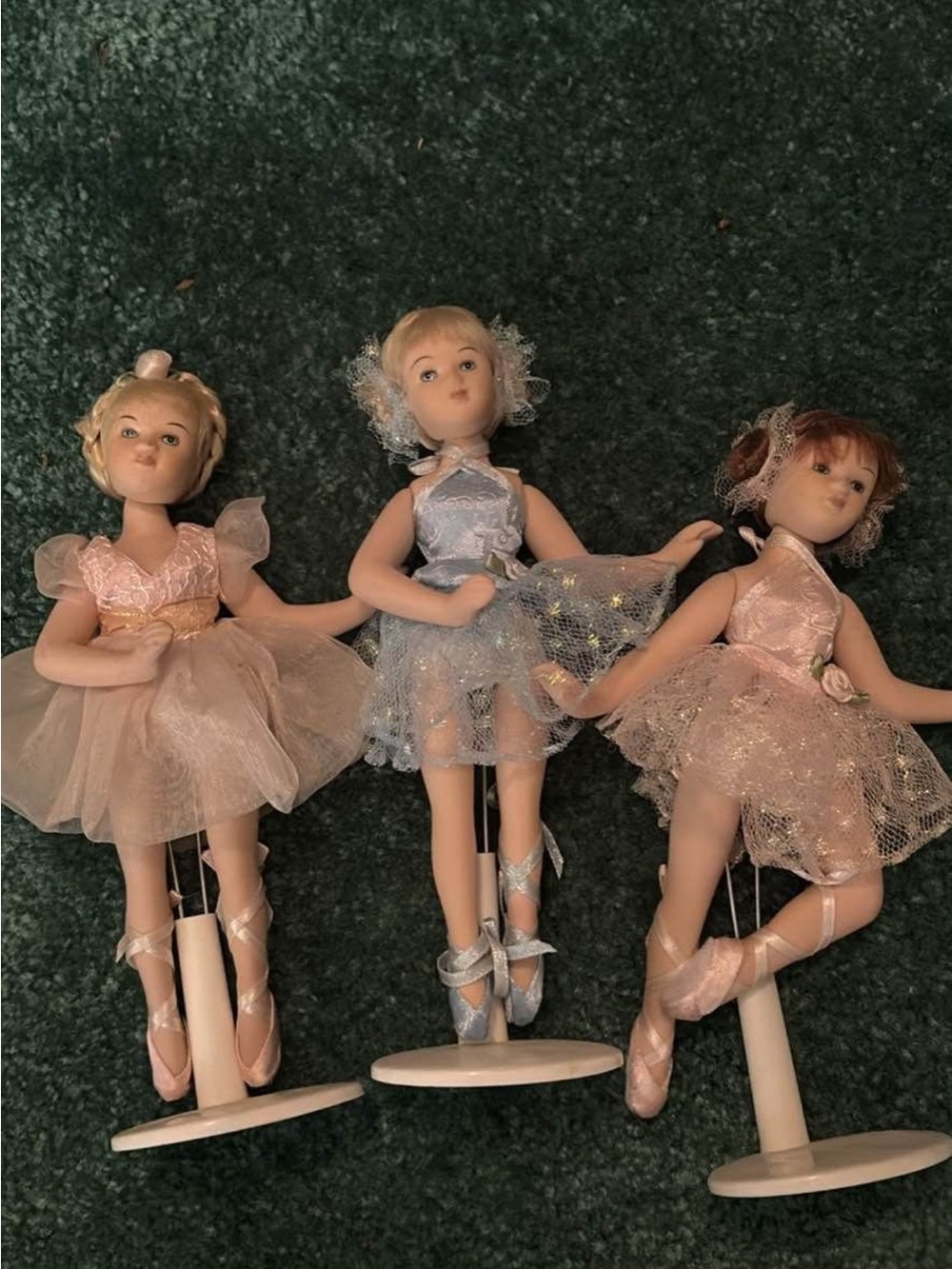 Porcelain Ballerina Doll Figurines- Pink and Blue Tutus